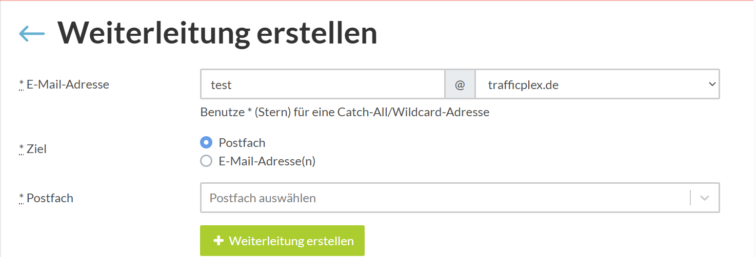 Weiterleitung anlegen