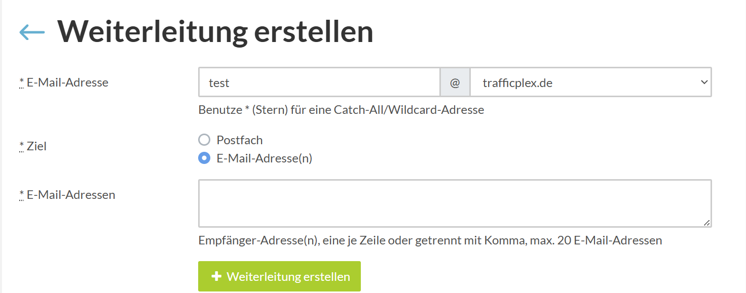 Weiterleitung anlegen